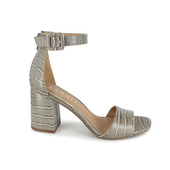 Espirt Gray Croc-Embssed Ankle Strap Baylee Sandal - Picture 3 of 6
